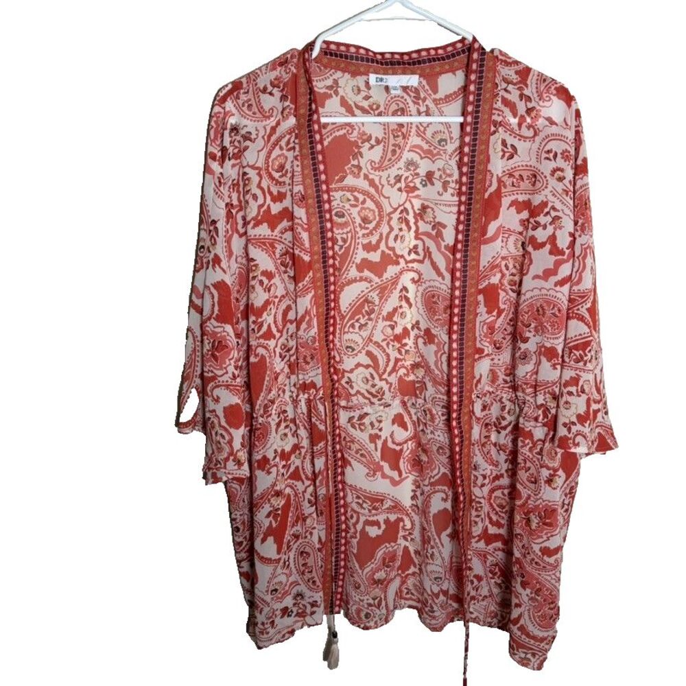 DR2 Sweater Women's S/M Colorful Lightweight Kimono Cardigan Open Boho